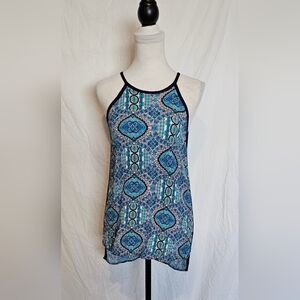 *EUC* Misia Black & Blue Mosaic Tank Blouse